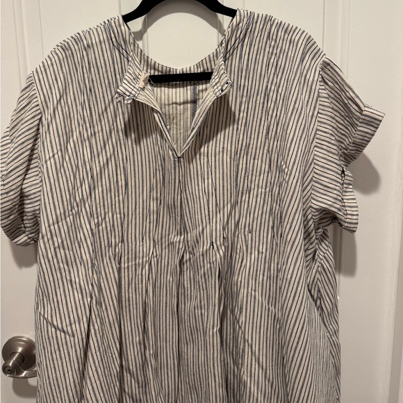 Pilcro Cream and Navy Striped Denim Dress Size 2X - Picture 12 of 14